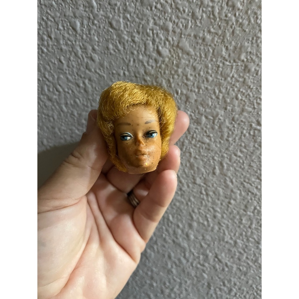 Vintage Bubble Cut Doll Head for Parts Repair Blonde Blue Eyes Salvage Art